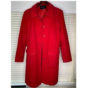 Moda Intl Red Wool Peter Pan Collar Coat